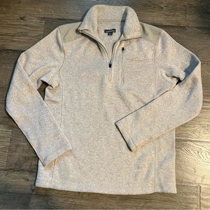 Eddie Bauer 1/4 Zip Up Whistler Sweater Size Small Tan/Oatmeal